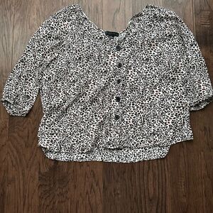 Sanctuary Black and White Puff Sleeve Blouse